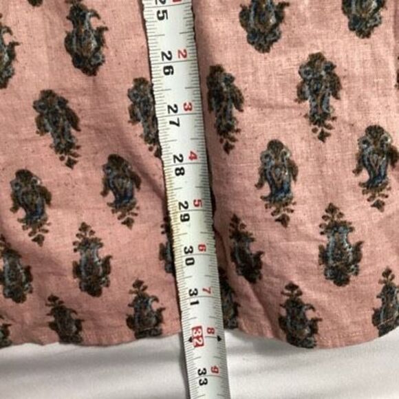 J. Jill Folklore Stamped Tunic Top Sz Sz 2X Linen Blend Paisley Boho - Picture 9 of 9